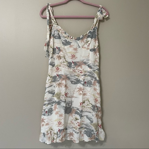 Reformation | NWT Christine Ruffle Mini Dress in Long Beach Size 12 - Picture 3 of 11